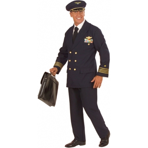 Piloten kostuum - 3-dlg - voor heren - Piloot Carnavalskleding - verkleedkleding 50 (M) -
