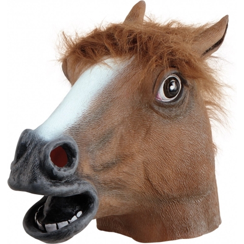 Carnaval verkleed paarden masker - bruin - rubber - voor volwassenen -