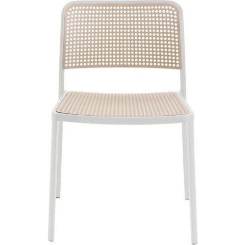 Kartell Audrey Tuinstoel Beige Met Wit Frame Zonder Armleuningen