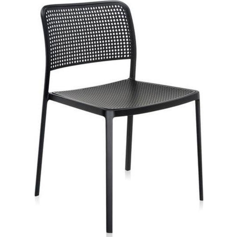 Kartell Audrey Tuinstoel Zwart Met Zwart Frame Zonder Armleuningen
