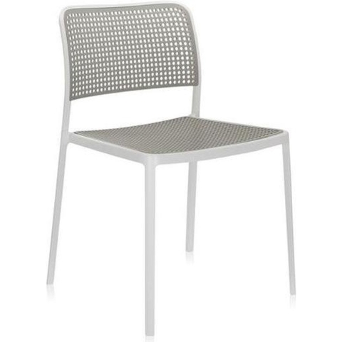 Kartell Audrey Tuinstoel Grijs Met Wit Frame Zonder Armleuningen