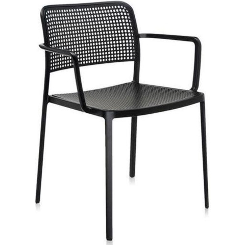 Kartell Audrey Tuinstoel Zwart Met Zwart Frame Met Armleuningen