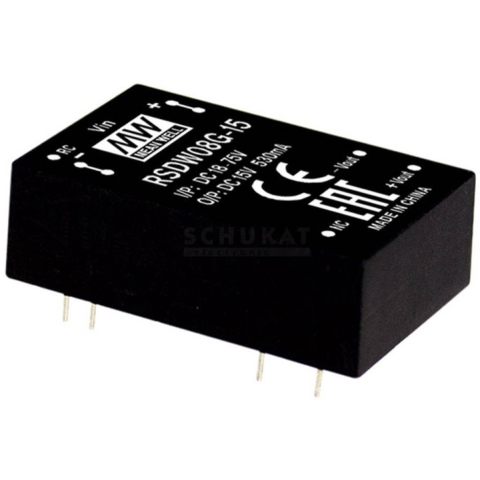 Mean Well RSDW08G-12 DC/DC-convertermodule 666 mA 8 W Aantal uitgangen: 1 x Inhoud 1 stuk(s)