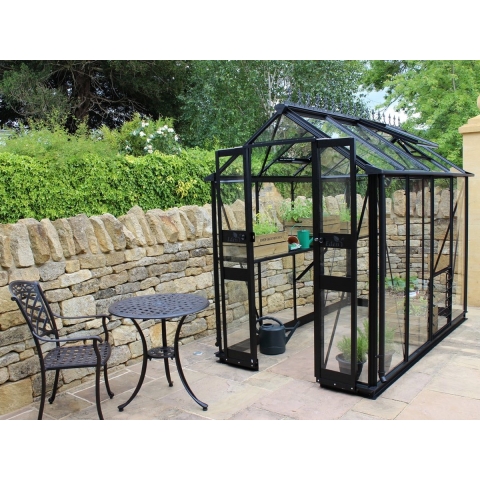 Tuinkas Birdlip 48, zwart, veiligheidsglas 3mm/1 - Royal well