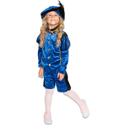 Pietenpak roetveeg Piet Pedro - blauw - pieten verkleed kostuum 4-delig - kinderen 164 (13-14 jaar) -