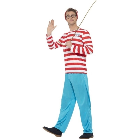 Waar is Wally kostuum - heren - polyester - Wally verkleedkleding - Carnavalskleding 40-42 (M) -