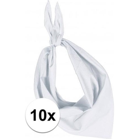 10x Zakdoek bandana wit -