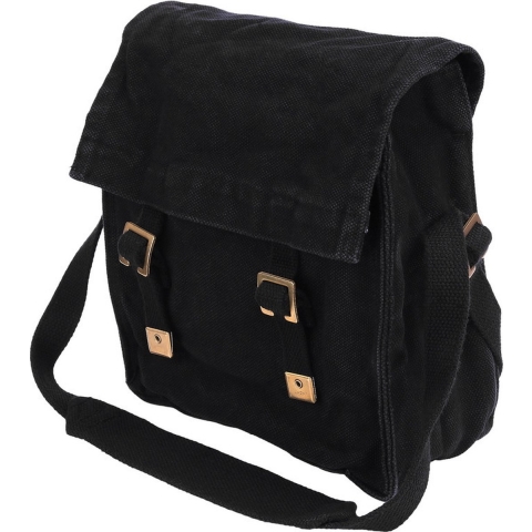 Schoudertas - zwart - pukkel - katoen - 25x24x10 cm - pukkel leger tas -