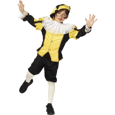 Pieten verkleed kostuum voor kinderen - geel/zwart - Pietenpak 140 -