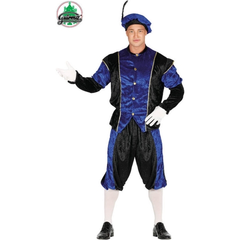 Pietenpak roetveeg Piet - blauw/zwart - pieten verkleed kostuum 3-delig - unisex M -