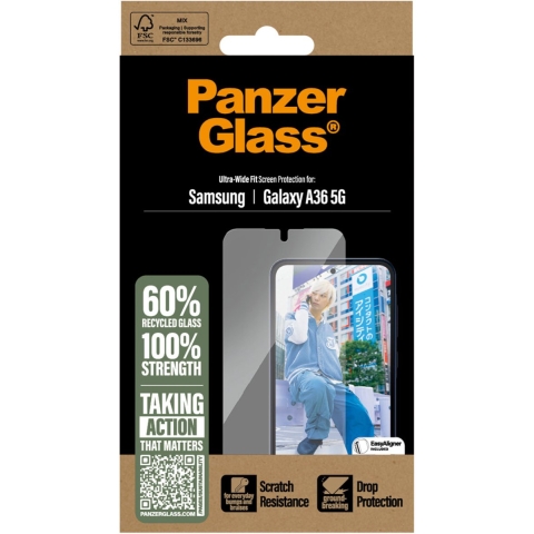 Panzerglass Ultra Wide Screenprotector Voor Samsung Galaxy A36 Transparant