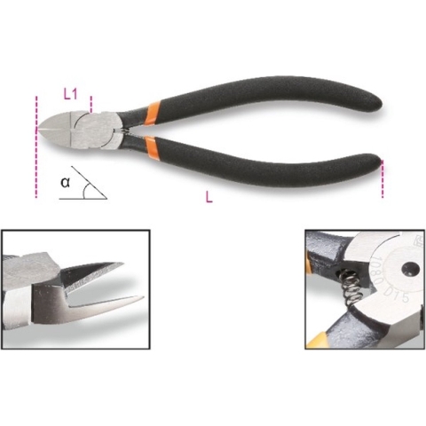 Beta Zijkniptang, handgreep voorzien van twee laags anti-slip PVC&apos; materiaal 1080D 15 - 010800015