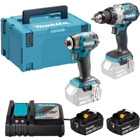 Makita DLX2528TJ 18V Combopack DHP489 Klopboormachine + DTD173Z Slagschroevendraaier 5,0 Ah accu (2 st), in Mbox