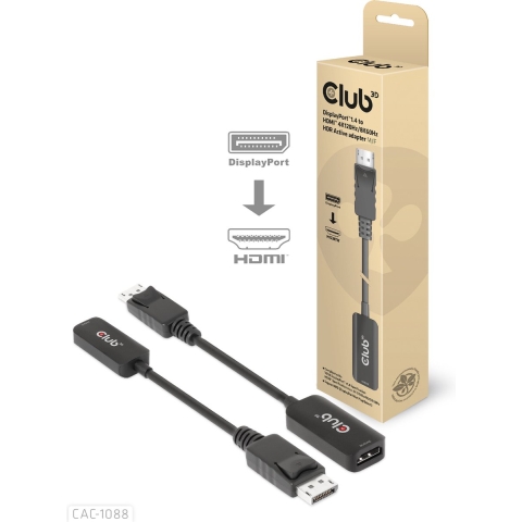 club3D AV Adapter Adapter DisplayPort 1.4 - HDMI [HDMI - DisplayPort] 3840 x 2160 Pixel