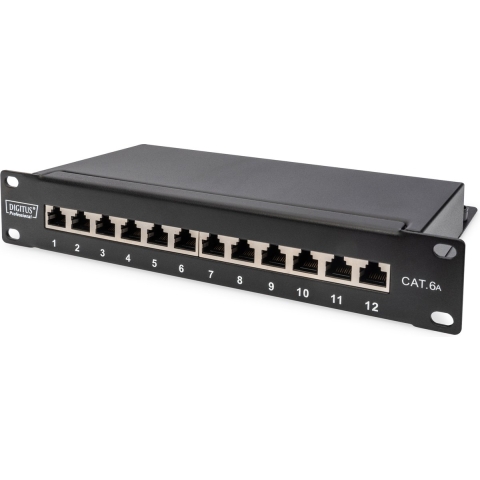 Digitus DN-91612S-EA 12 poorten Netwerkpatchpaneel 254 mm (10) CAT 6A 1 HE Zwart Ingericht