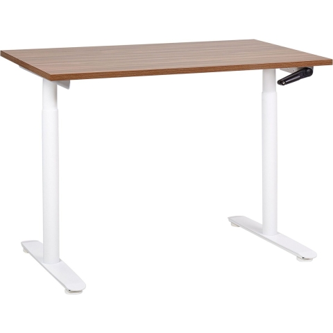 Beliani-DESTINAS-Verstelbaar bureau-Donkerbruin|Wit-120 x 72 cm-MDF