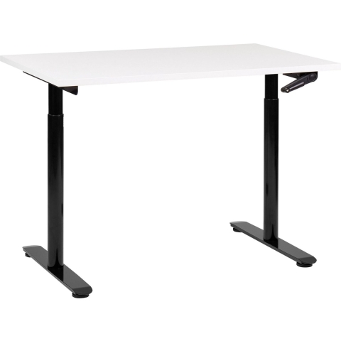 Beliani-DESTINAS-Verstelbaar bureau-Wit|Zwart-120 x 72 cm-Spaanplaat