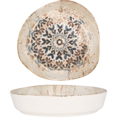Rinart Diep bord - Aztec - Porselein - 21 cm (900cc) - set van 6