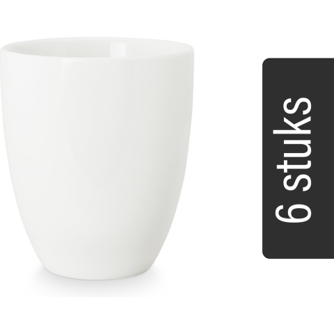 vtwonen Mokken zonder Oor - Set van 6 - Wit - Porselein - 250 ml