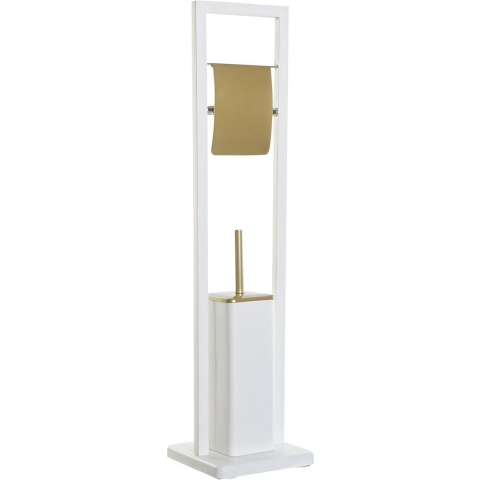 Toiletborstel met toiletrolhouder wit/goud metaal 80 cm -