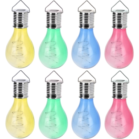 12x Solar hang lampenbolletjes gekleurd op zonne-energie 15 cm tuinverlichting -