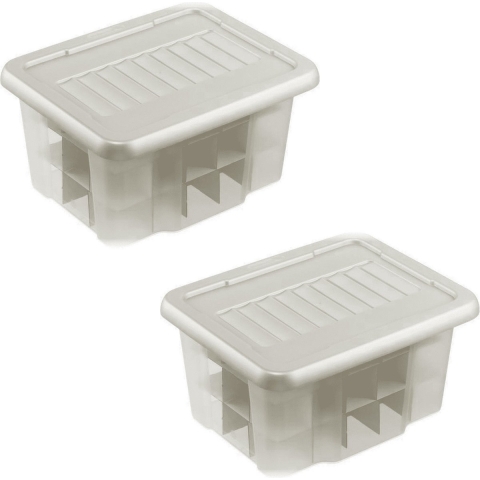 2x Kerstballen/kerstversiering opruimen opbergboxen 45 kerstballen zilverkleurig -