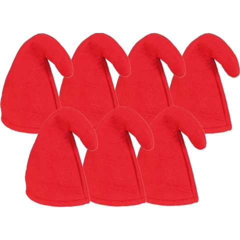 Carnaval verkleed hoed Kabouter/dwerg - 7x - puntmuts - rood - volwassenen -