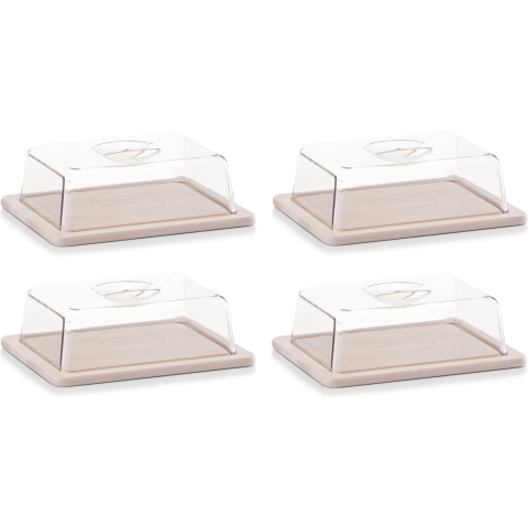 Vershouddoos - 6x - met deksel - 25 x 20 cm - rechthoekig - Kaas opbergdoos - serveerplank -