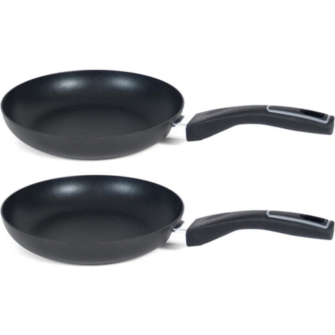 Set van 2x stuks koekenpan - hapjespan - gusto - d20 cm - zwart - aluminium - anti-aanbak laag -