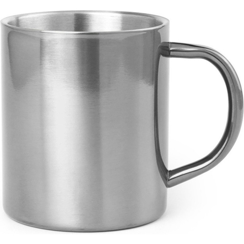 Luxe drinkbeker/koffiemok - 10x - metallic zilver - 280 ml - RVS - glitter and glamour -