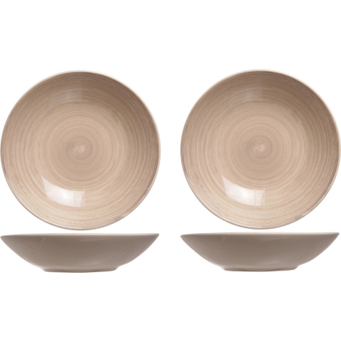 4x stuks ronde diepe borden/soepborden Turbolino biege/bruin 21 cm -