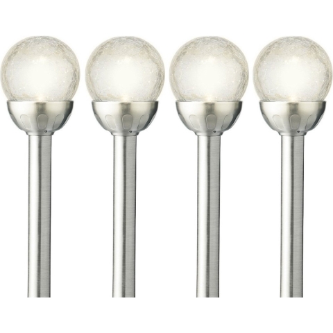 20x Buiten/tuin Led zilveren stekers solar verlichting 30 cm ronde bol -