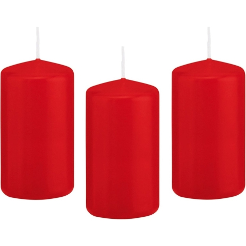 Cilinderkaars/stompkaars - 8x - rood - 6 x 12 cm - 40 branduren -