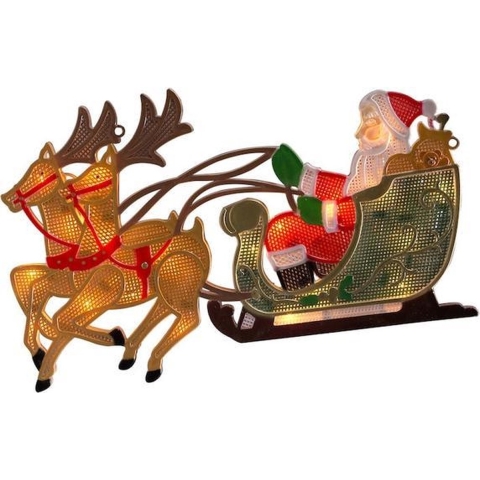 Konstsmide 2853-010 LED-raamhanger Rendier, Kerstman Warmwit LED Bont Schakelaar