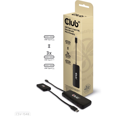 club3D USB 3.2 Gen 1 (USB 3.0) Adapter [1x USB-C stekker - 4x USB-C bus] USB-Hub Typ C