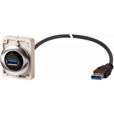Eaton M30C-FUSB-60 Y7-187084 Inbouwbus, 1,5 m, op maat gemaakte kabel met vast aangesloten stekker USB 3.0, type A, frontring metaal Bus, inbouw 1 stuk(s)