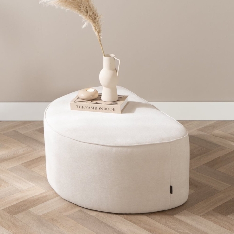Bronx71 Hocker Neso halve maan stof gemêleerd beige