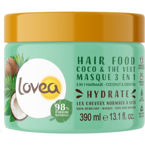 3x Lovea Kokos en Groene Thee 3-in-1 Haarmasker 390 ml