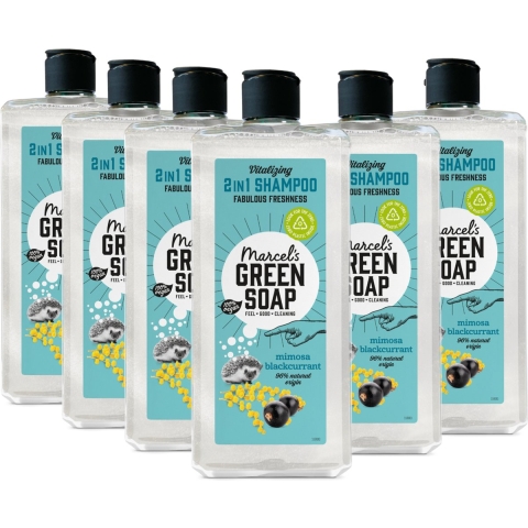 6x Marcel's Green Soap Shampoo&Conditioner 2 in 1 Mimosa&Black Currant 300 ml