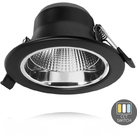 CCT LED downlighter zwart reflector 10W Tri-White dimbaar - LED2503