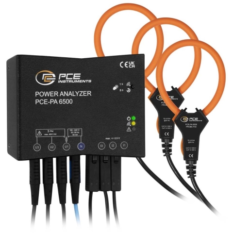 PCE Instruments Netwerkanalyser 3-fasig, 1-fasig Met logger, Incl. stroomtang, Online metingen, Energiemetingen