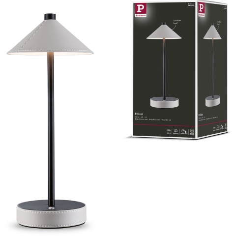 Paulmann Pellini 71176 Tafellamp met accu LED 2 W Zwart (mat), Beige