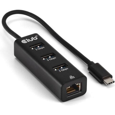 club3D USB-C Adapter [1x USB-C stekker - 4x USB 3.2 Gen 1 bus intern 19-polig (USB 3.0), RJ45-bus] CSV-1549 0.17 m