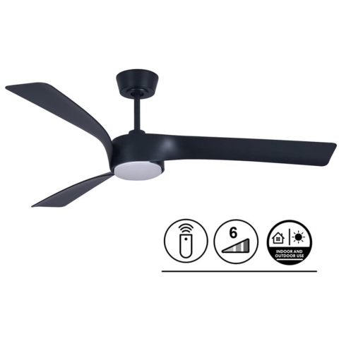 Lucci Air Plafondventilator Line Zwart Ø 132cm Incl. Lamp &