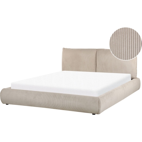 Beliani - VINAY - Tweepersoonsbed - Taupe - 160 x 200 cm - Corduroy