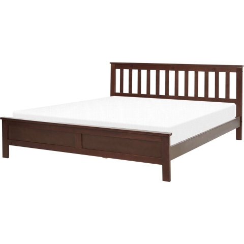 Beliani-MAYENNE -Tweepersoonsbed-Donkerbruin-160 x 200 cm-Dennenhout