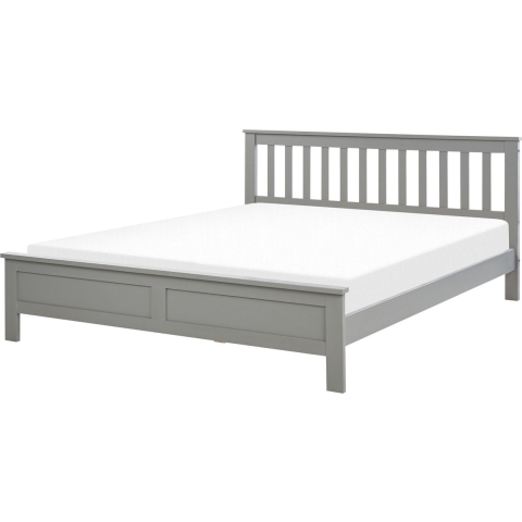 Beliani-MAYENNE -Tweepersoonsbed-Grijs-160 x 200 cm-Dennenhout