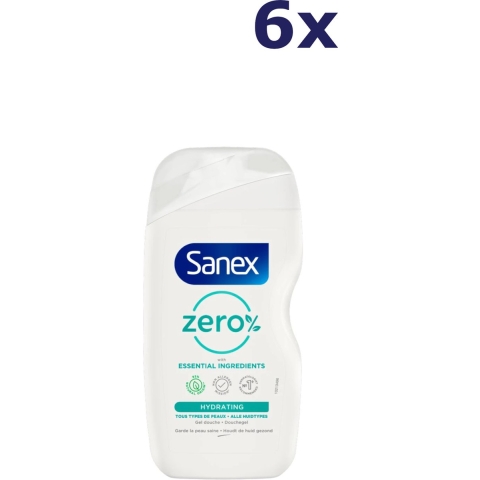 6x Sanex Douchegel Zero% Hydrating 400 ml