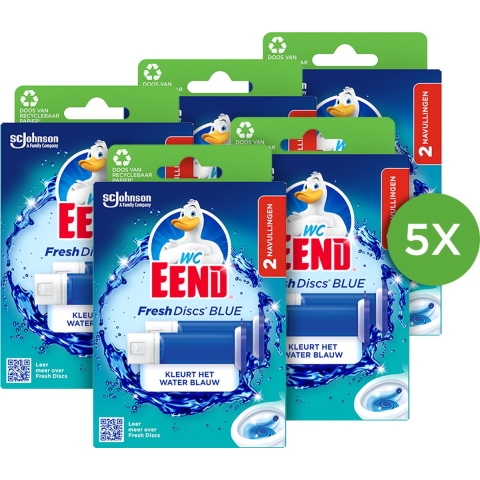 5x WC Eend Fresh Discs Duo Navulling Coloring Blue 72 ml
