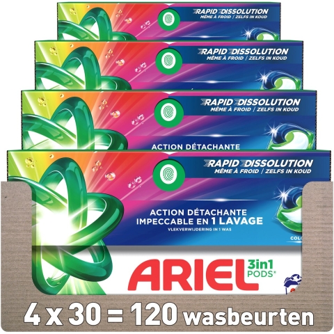 4x Ariel 3in1 Wasmiddel Pods Color 30 stuks